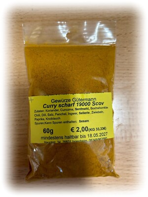 Curry scharf 19000 Scoville Gewürzzubereitung 60g- Gewürze Gütermann (KG 33,33 )
