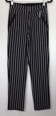 Woman's  Nylon Legging One Size White & Black Strips C MODE NWT - Image 1 of 4