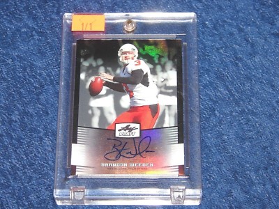 BRANDON WEEDEN TEXANS OKLAHOMA STATE 2012 LEAF DRAFT PURPLE AUTO 1/1 (SB-1)