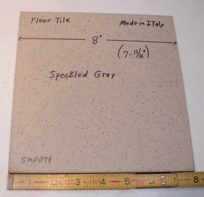 1 pc. Speckled Grays: Porcelain / Ceramic Floor Tile: 8'' X 8'' Made in Italy, New