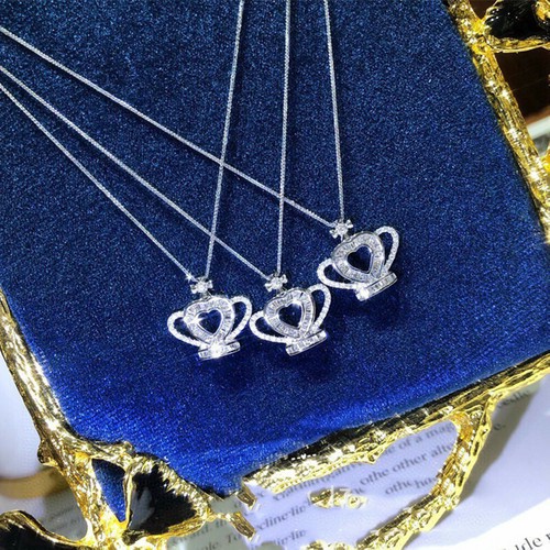 Creative Cubic Zircon Women 925 Silver Filled Necklace Pendant Wedding Jewelry - Picture 13 of 30