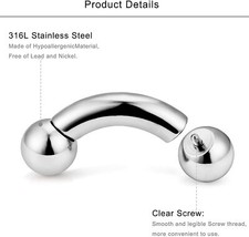 4G Gauges INTERNALLY THREADED CURVED BARBELL STEEL PRINCE ALBERT MALE PIERCING