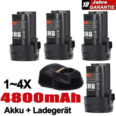 1/4x 4,8Ah Für Bosch BAT411 Professional 12V Akku Li-ion GSR,BAT412 /Ladegerät