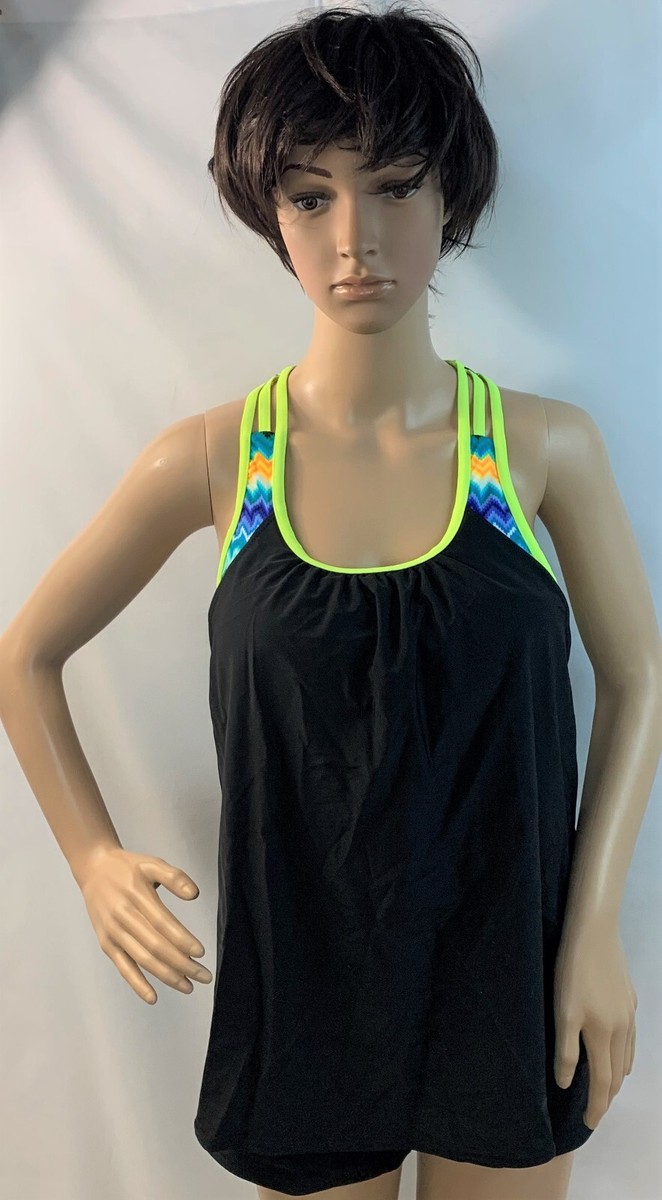 Aleumdr Women’s Striped Tankini Top With Shorts – Blouson Fit, Push-Up, T-Back (Plus Sizes Available)