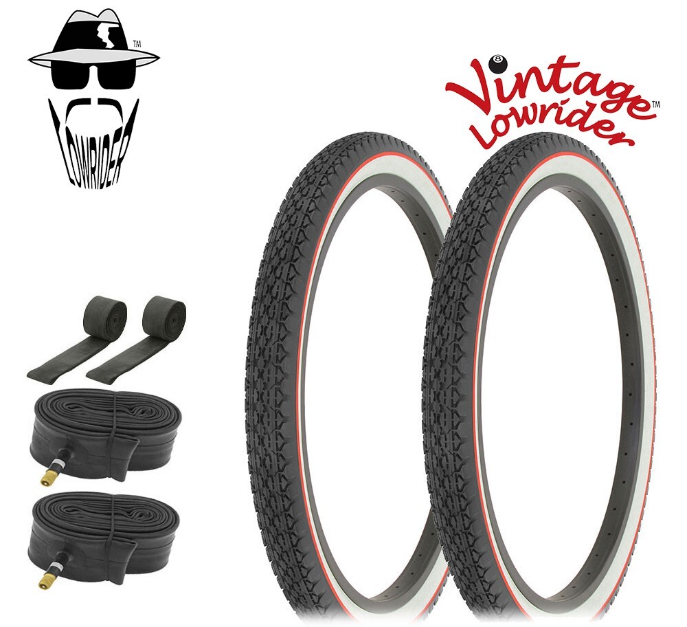 Lowrider Pneu 24 x 2,125 Noir/blanc paroi latérale surélevée Lettre HF