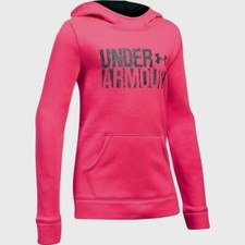 Under Armour Hoodie, Girl's XL, UA Armour Fleece Wordmark Pink Hoodie, Storm NWT