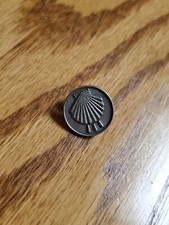 Vintage Pin Lutheran Brotherhood Clam shell Deco Pewter Lapel Silver Tone qt