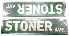 STONER AVE Metal Street Sign (Wall Decor) 13.5" x 4" New w/Rustic look