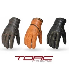 TORC Leather Mid Length Retro Motorcycle Gloves XS - 3XL - Carson