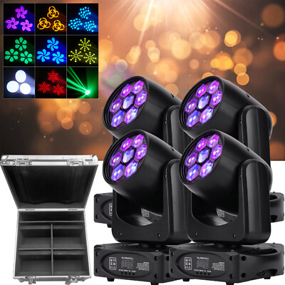 4stk 150W LED Beam 3Prisma +8Gobo Moving Head DMX RGBW dj Bühnenlicht+Flightcase