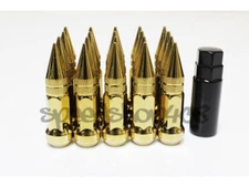 Z RACING SPIKE STYLE 12X1.5MM GOLD STEEL CLOSED ENDED LUG NUTS KEY TUNER