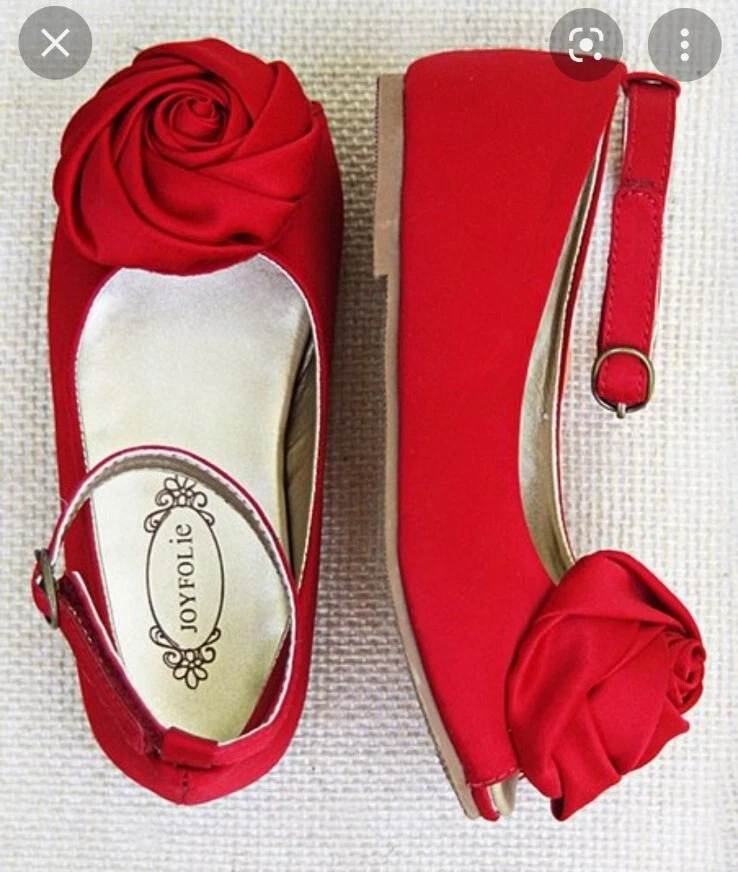 Absolutely Stunning Joyfolie Mia Joy Red Rosette Shoes Size 5