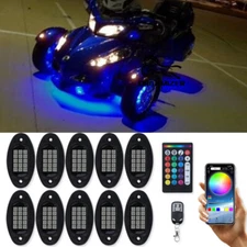 For Can-Am Ryker 600 900 800 RGB LED Rock Lights Underglow Neon Music 10 Pods