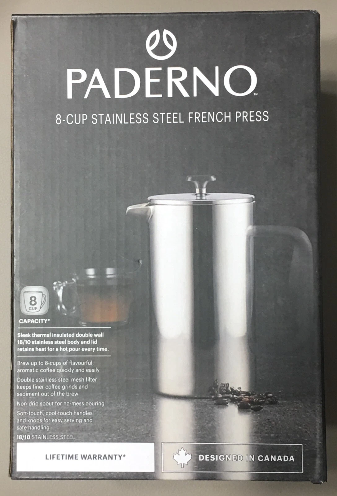 Paderno 8-Cup Stainless French Press
Opens in a new window or tab