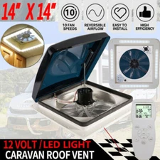 	14“ RV Roof Vent Electric Skylight Caravan 10 Speed Rain Sensor LED Lights