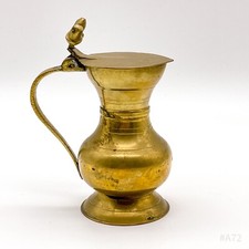 Vintage mosiężny dzbanek z pokrywką i uchwytem, mosiężny dzbanek do uchwytu - 5,5x12cm