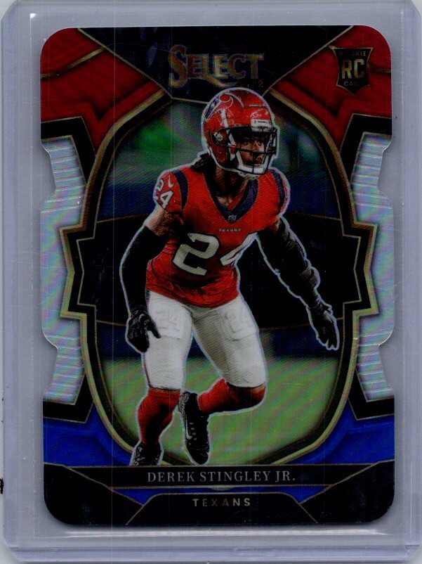 2022 Panini Select #48 Derek Stingley Jr. Red and Blue Prizm Die Cut