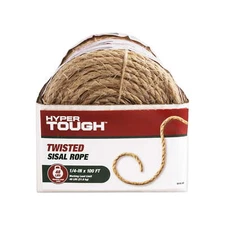 Hyper Tough Sisal Twisted Rope, Natural Color, 1/4" x 100', 1 Each