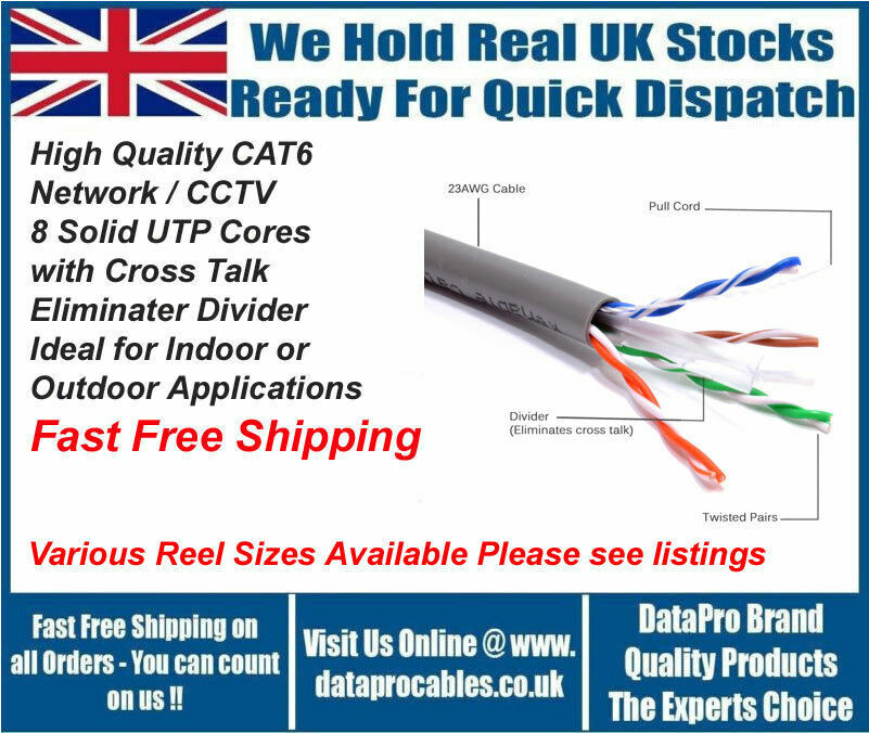 BRAND NEW DATAPRO CAT6 305m Grey Network Data Cable 23AWG FAST