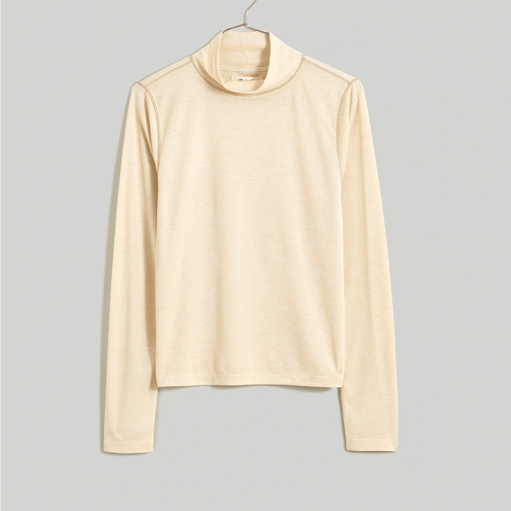 メイドウェル Madewell Semi-Sheer モックkneck Tee レディース シャツ トップス Heather Light Oatmea Madewell Semi Sheer Mockneck Tee Womens XXS Heather Light
