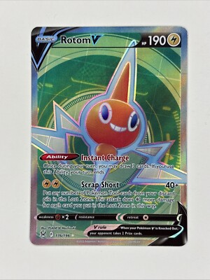 rotom v pokemon card value Pokemon - Rotom V - 176/196 - SWSH Lost Origin - Full Art Card
