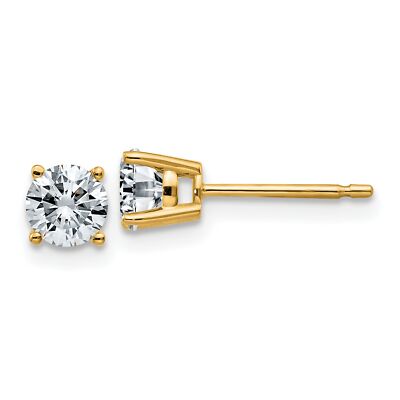 Ohrringe 14 Karat Gelbgold 3/4 kt 4,5 mm rund G H I True Light Moissanit