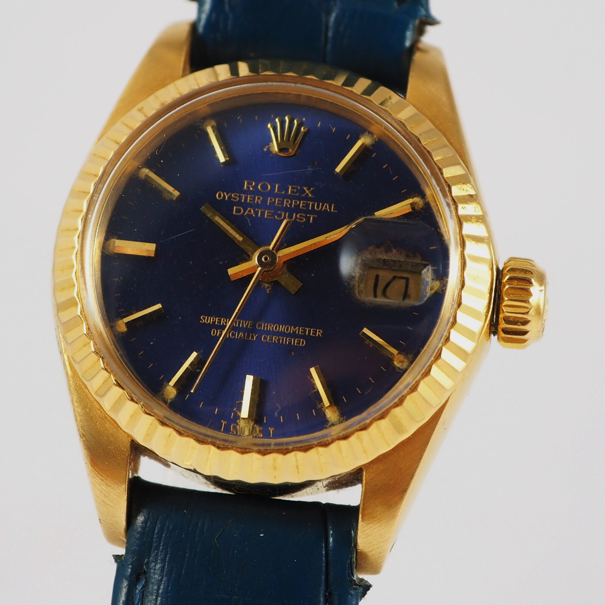 ROLEX Lady Datejust in 18ct Gold blaues Zifferblatt 6917 1970/80  er J - Main Image