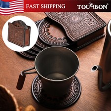 TOURBON Tea/Coffee Coaster Heat Resistant Drink Coaster 6 Sets w/Storage Holder