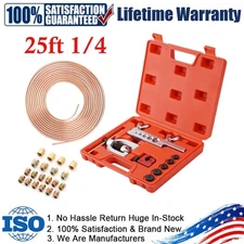 Racewill Brake Line Kit 1/4 25ft Copper Pipe + Flaring Tool + 20 Nuts Fittings