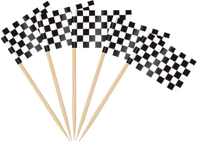 200 Stück Karierten Rennen Zahnstocher Flaggen, Checkered Racing Fahne Klein Coc