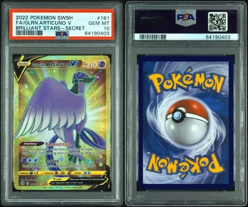 2022 Pokémon Brilliant Stars Galarian Articuno V #181 Secret Rare PSA 10 GEM