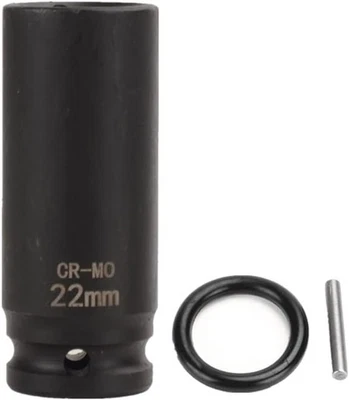 FLZOSPER 1/2 Inch Drive x 22 mm Deep 6-Point Impact Socket，42 CR-MO 22mm
