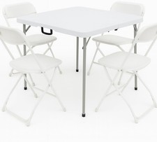 5 Piece Folding Card Table Portable  Chair Set 34" Square Foldable Table 4