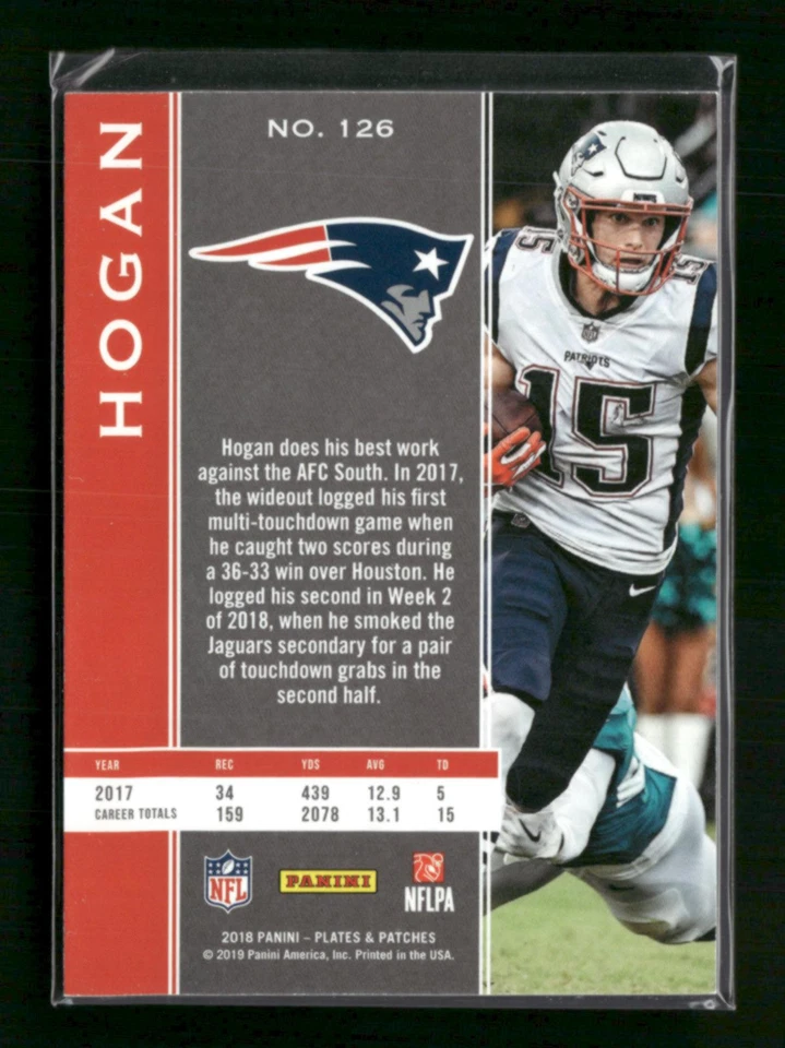 2018 Panini Plates & Patches #126 Chris Hogan Blue #/50 - Image 2 of 2