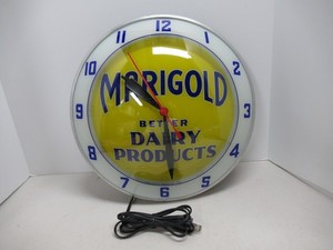 Vintage AP Marigold Better Dairy Products Light Up Double Bubble Clock