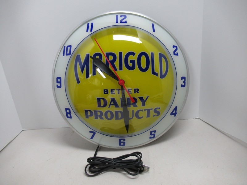 Vintage AP Marigold Better Dairy Products Light Up Double Bubble Clock