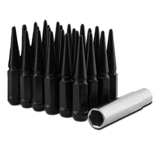 32-14x1.5 Black Metal Lugz Spiked Lugz Conical Style Lug Nuts Full Kit 14MMx1.5