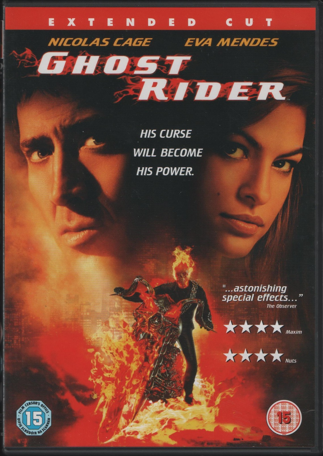 Ghost Rider (DVD 2007) Extended Cut Nicolas Cage Eva Mendez Marvel superhero