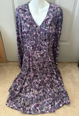 Coldwater Creek Women's Size 10 V-Neck Chic Purple Knee Lngth Dress Great! NWOT