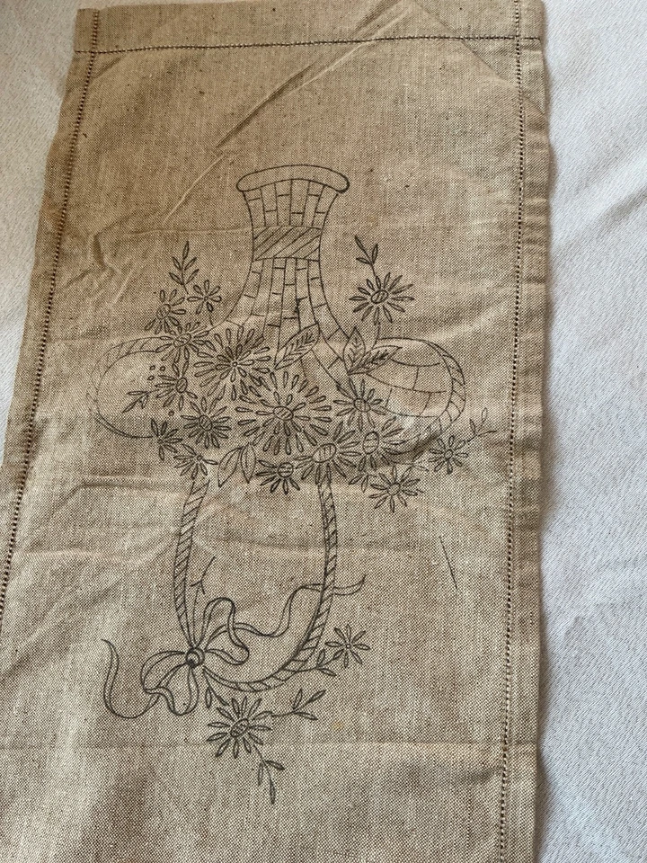 Vintage Irish Linen Table Runner To Embroider & Selection of Threads - Image 4 of 4