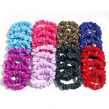 Satin Scrunchies Hair Ties for Women Girls Small Elastic Band, 32 Colorful Mix