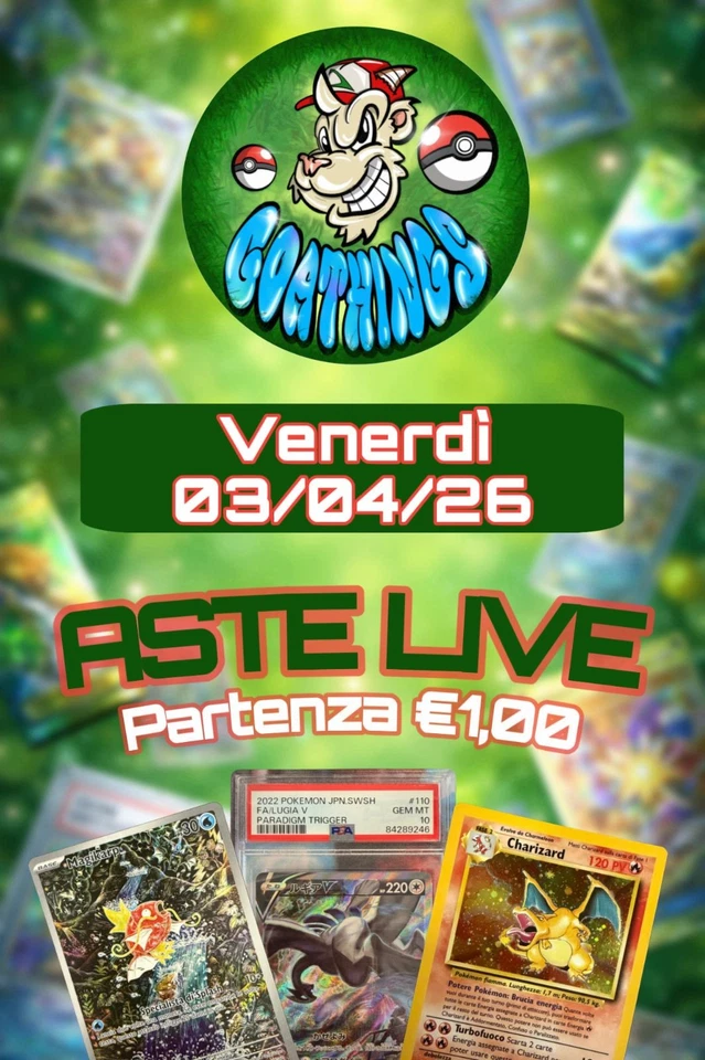 [ASTE LIVE POKEMON] - RAW , GRADATE, BOMBE [Partenza €1,00] [NO RISERVA]