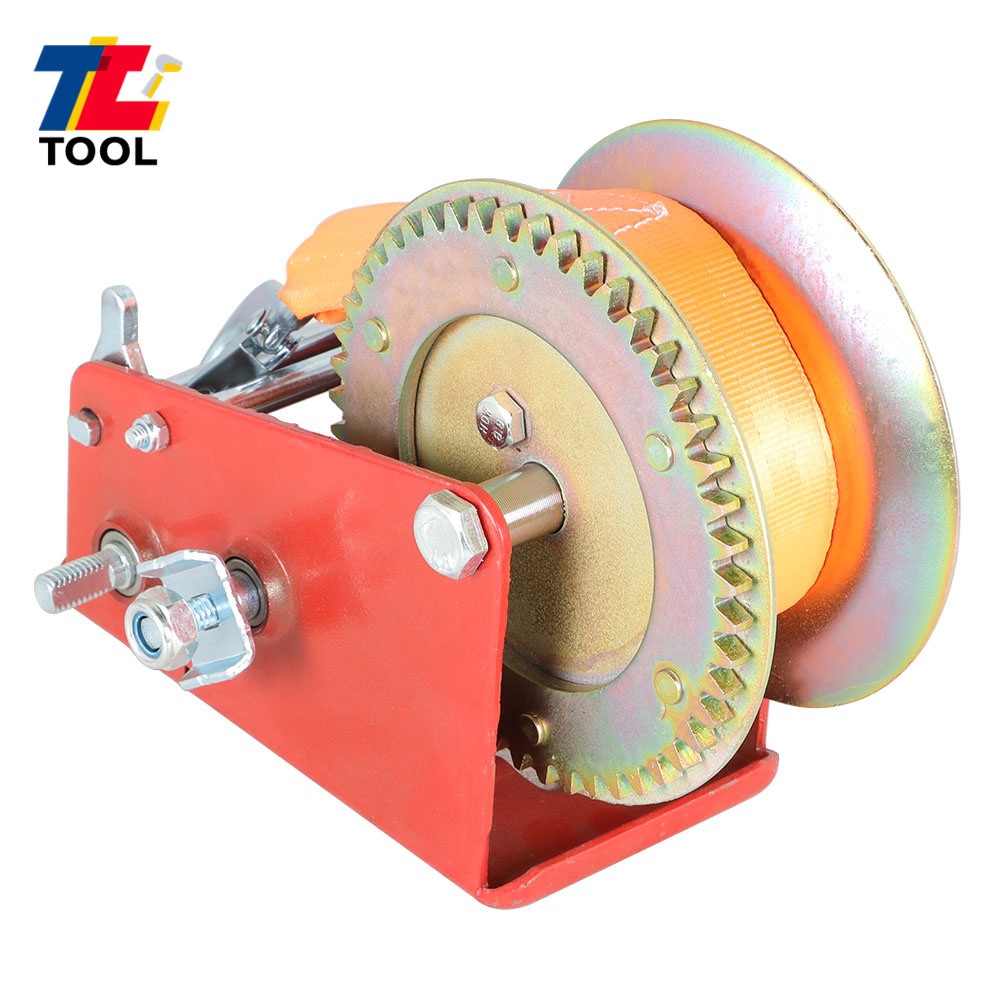 3500LBS Capacity Heavy Duty Hand Winch 32FT Nylon Belt for ATV Trailer Boat