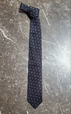 Tom Ford Neck Tie Navy Polka Dot 68%Silk 32%L...