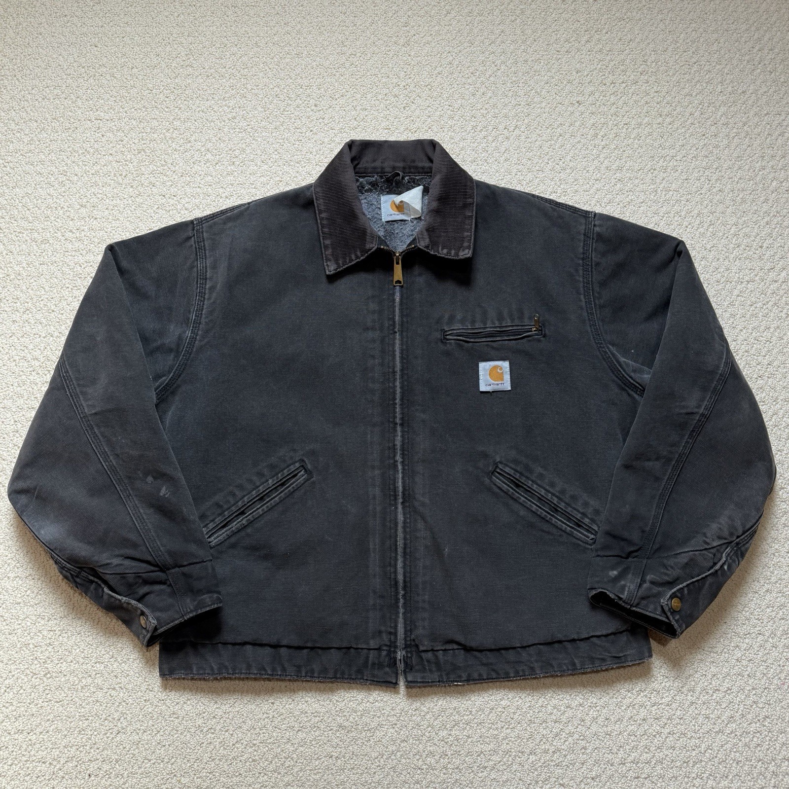 Vintage Carhartt J97 BLK Detroit Jacket Faded Blanket Lined Size 44 Medium J01 thumbnail 2