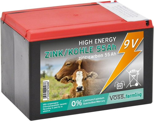Batteria 9 V Zinco Carbonio 55AH, per Elettrificatori Da Recinzione Elettrica, P - Foto 4 di 12