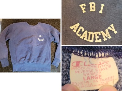Vtg. Champion Reverse Weave 1960s/70s FBI Academy Blue Sweatshirt