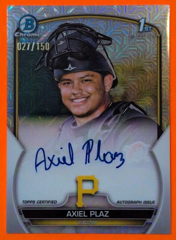 Axiel Plaz Pirates Auto 2023 Bowman Chrome #CPA-APL HTA Choice Mojo #/150
