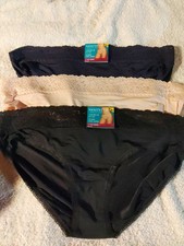Lot Of 3 Vanity Fair Women's Flattering Lace Bikini Panties Nylon- Size 10