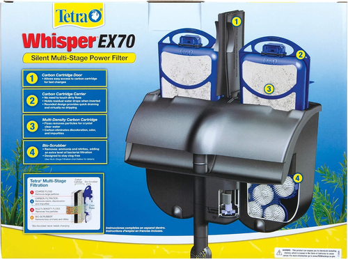 Whisper EX 70 Filter for 45 to 70 Gallon Aquariums, Silent Multi-Stage Filtratio - Afbeelding 2 van 5